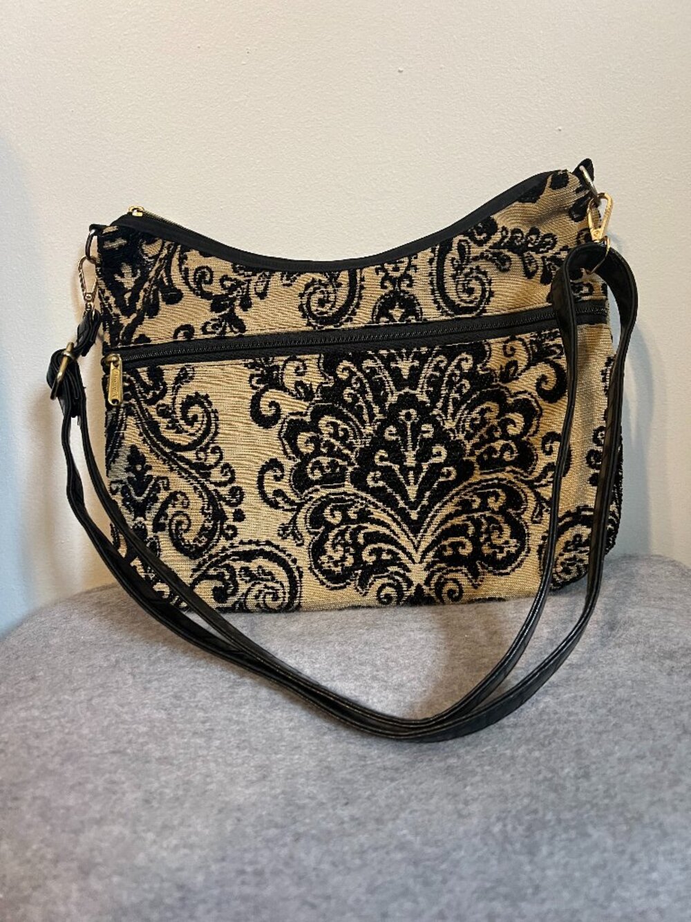 Danny K Beverly Hills CA Tapestry Crossbody Bag Damask Print